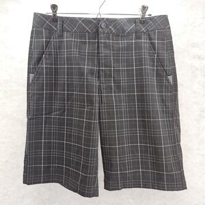 Fila Sport Golf Shorts Lightweight Mens Size 32 Black‎ Gray Plaid Chino 10" Rise